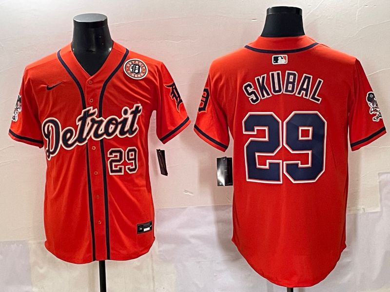 Men 2025 Detroit Tigers #29 Skubal Orange Fashion Nike MLB Jersey style 7155